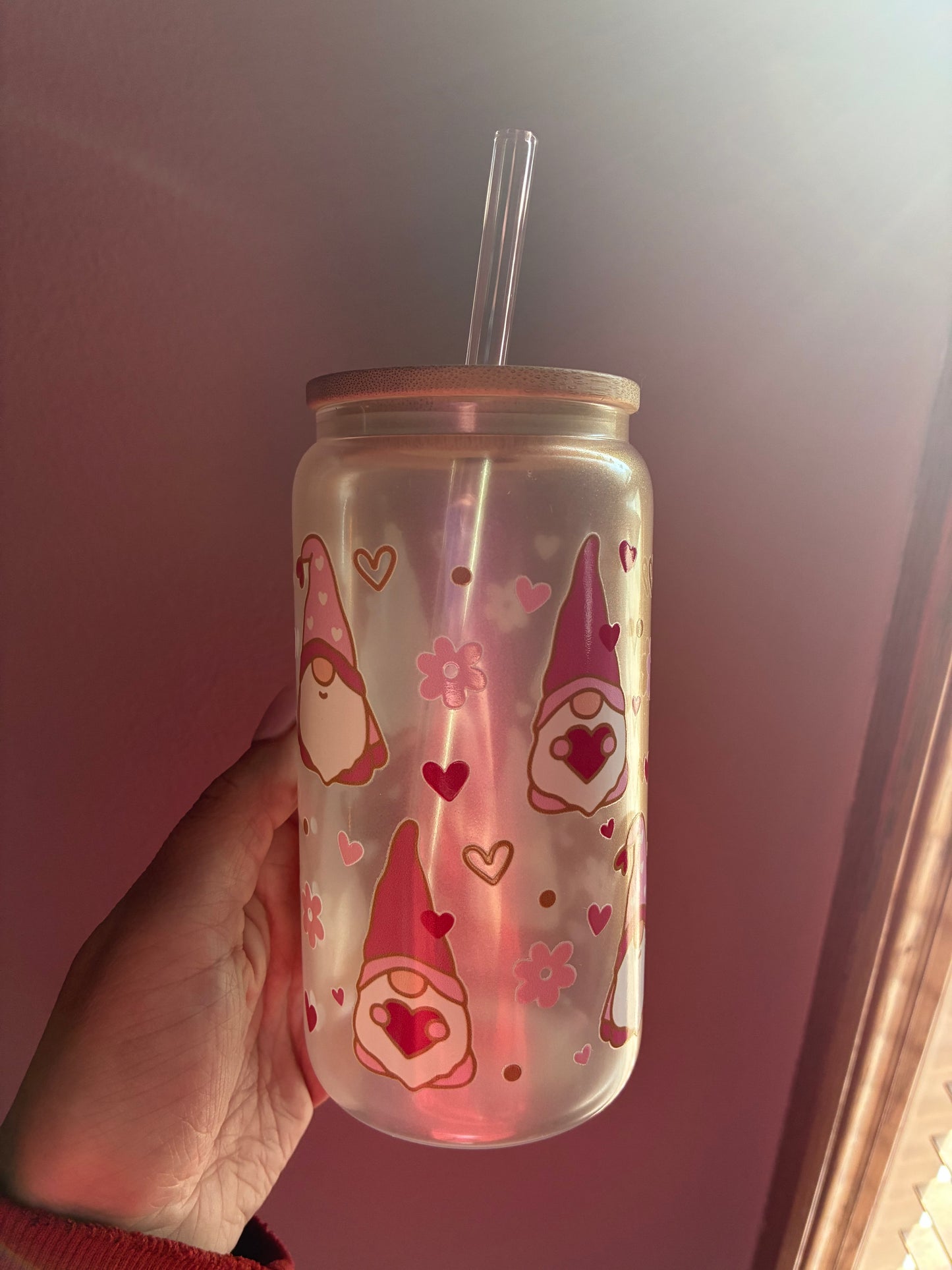 Valentine Gnome Glass